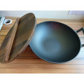 Pre-Seasoned Traditional Chinese Cast Iron Wok with Wooden Lid